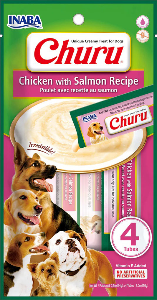 Inaba Dog Churu Tubes Chicken Salmon 6Ct/2Oz