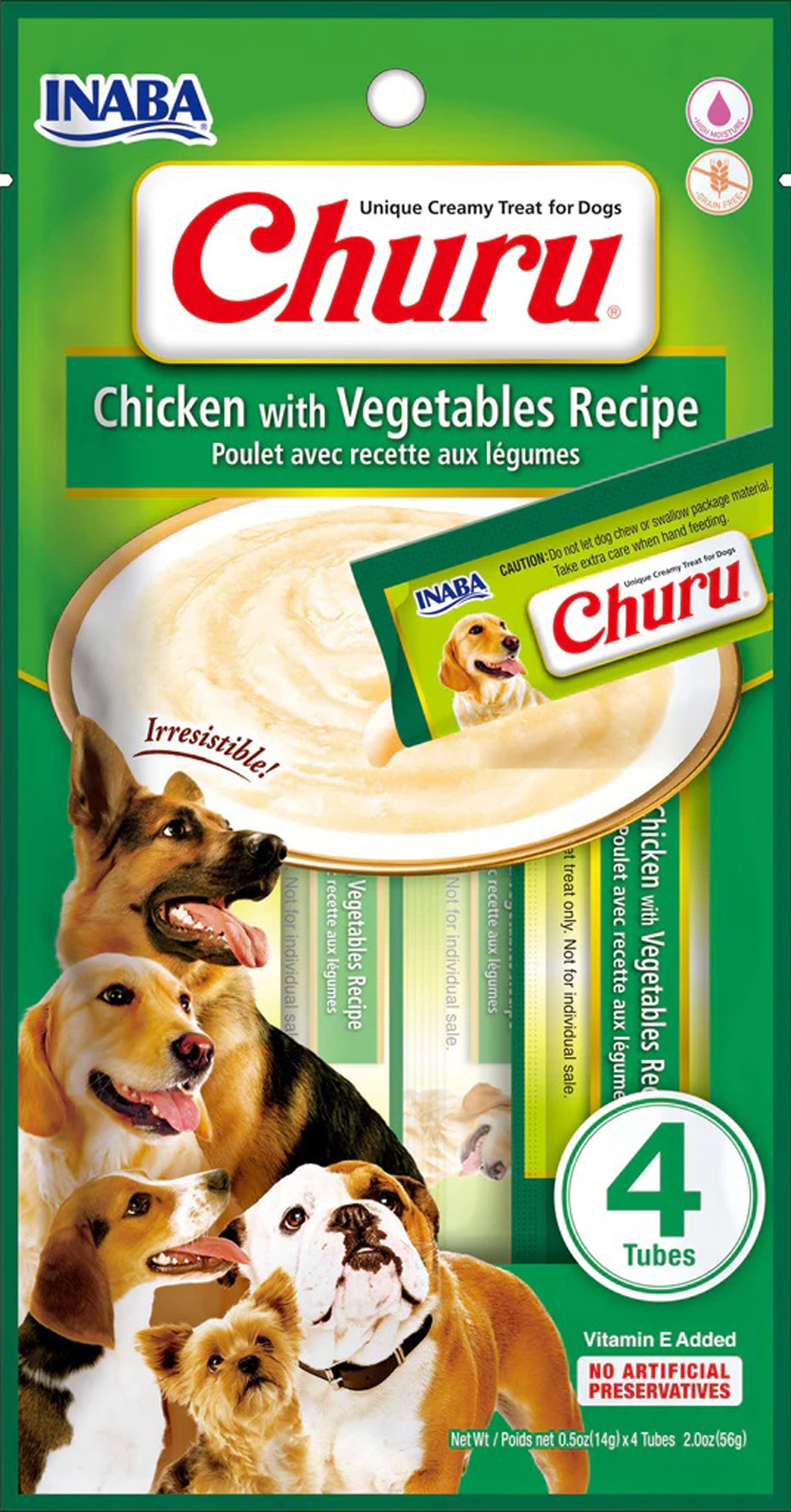 Inaba Dog Churu Tubes Chicken Vegetables 6Ct/2Oz