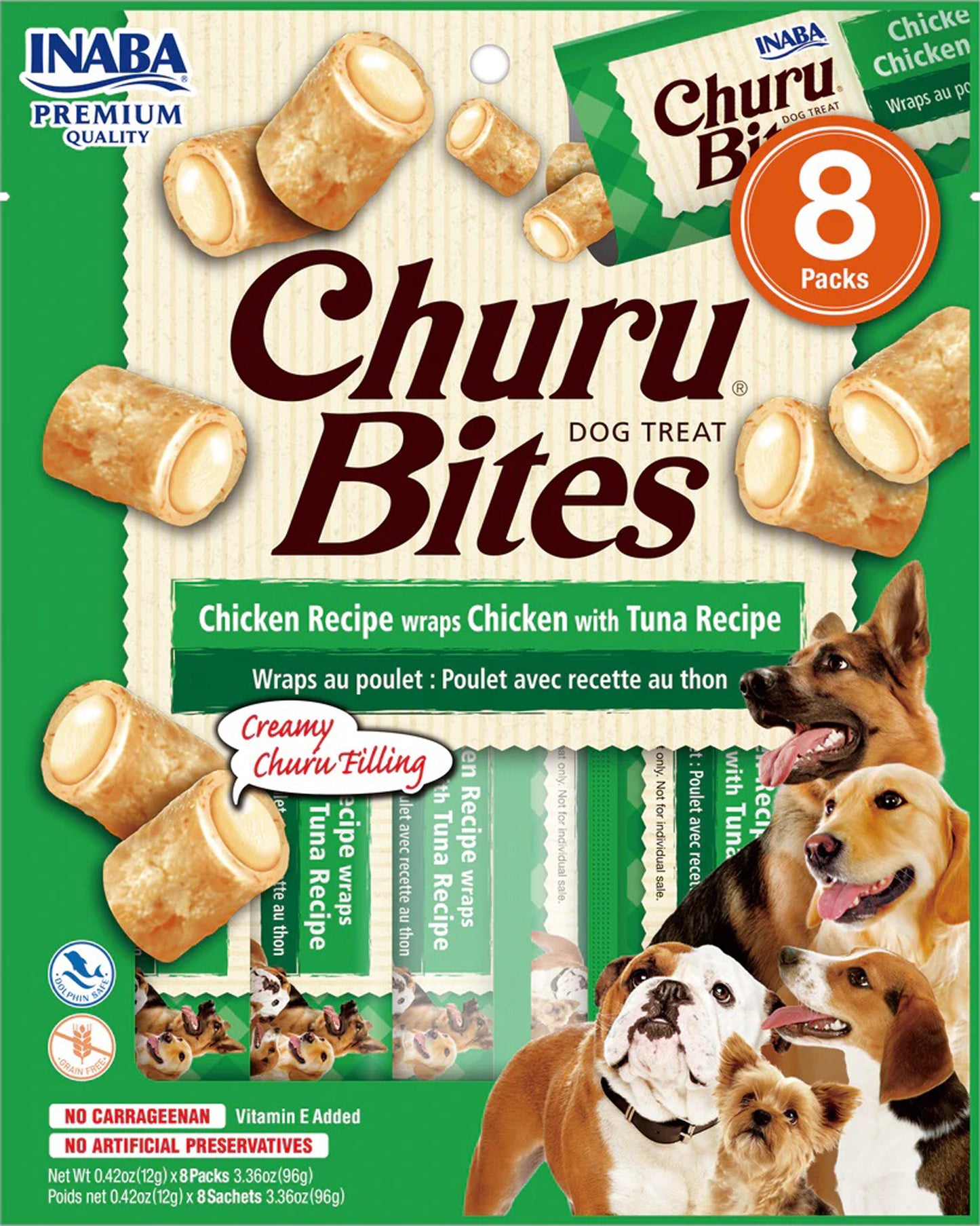 Inaba Dog Churu Bite Chicken Tuna Wraps 6Ct/3.36Oz