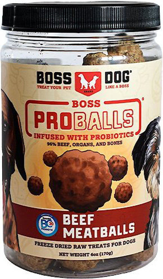 Boss Dog Treat Freeze Dried Raw Meatball Jar Beef 6oz
