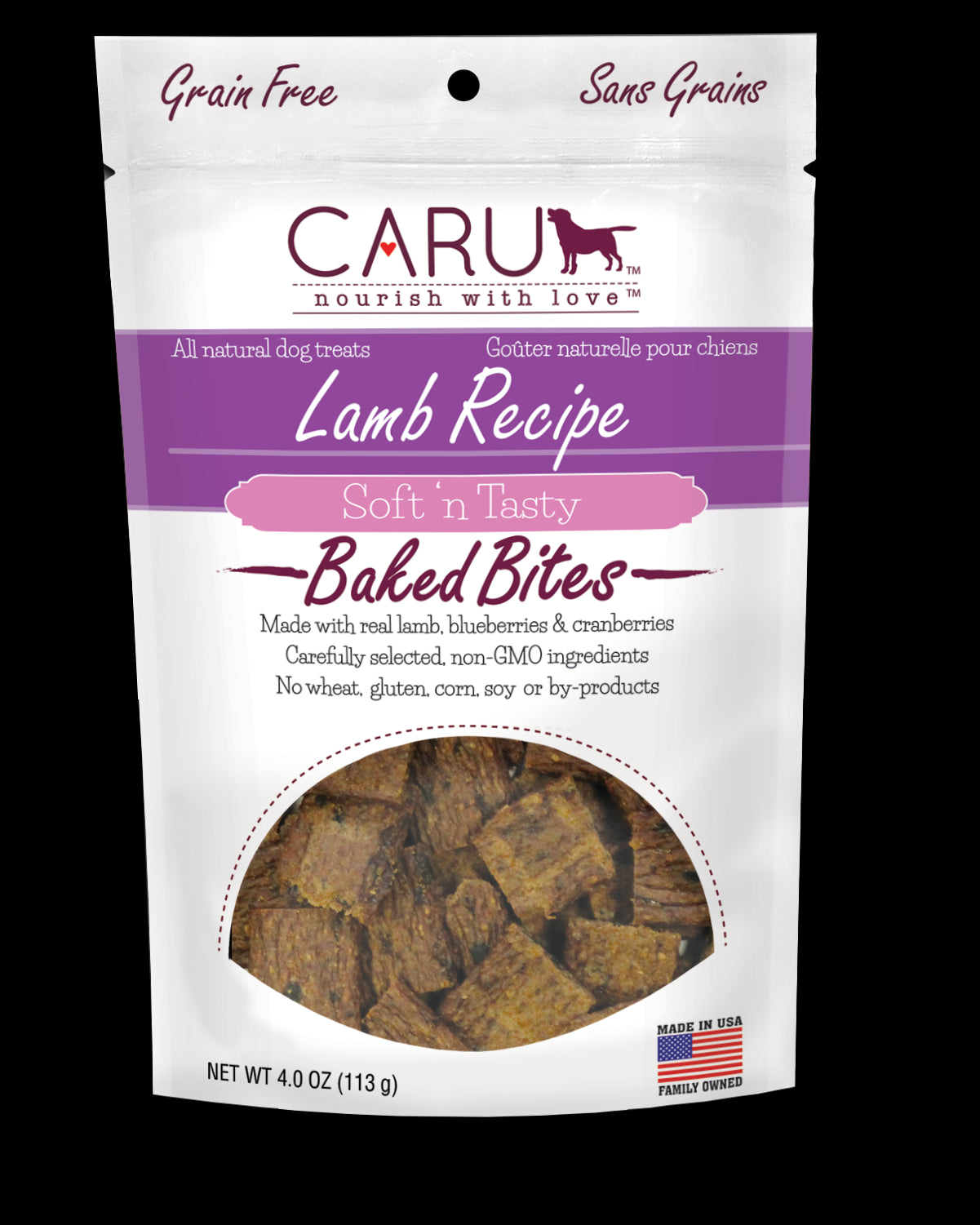 Caru Dog Natural Lamb Recipe Bites 4Oz.