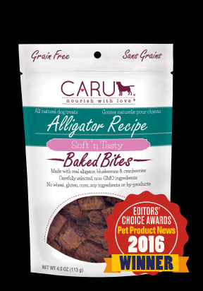 Caru Dog Natural Alligator Treats Bites 4Oz.