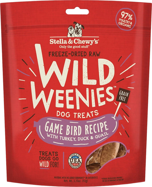 Stella and Chewys Dog Freeze Dried Weenie Game Bird 3.25 Oz.