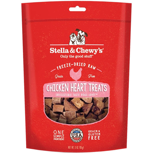 Stella and Chewys Dog Freeze-Dried Treat Chicken Hearts 3Oz