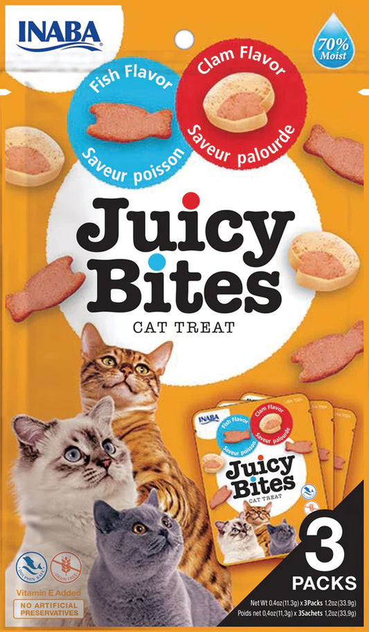 Inaba Cat Juicy Bites Fish Clam1.2Oz/6Ct