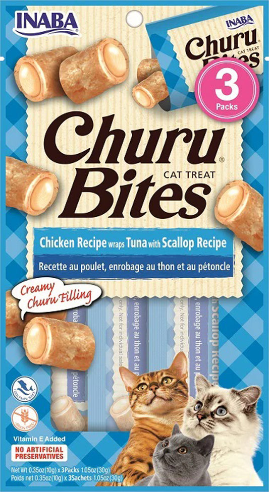 Inaba Cat Churu Bite Chkn Wrap Tuna Scallop 6Ct/1.05Oz