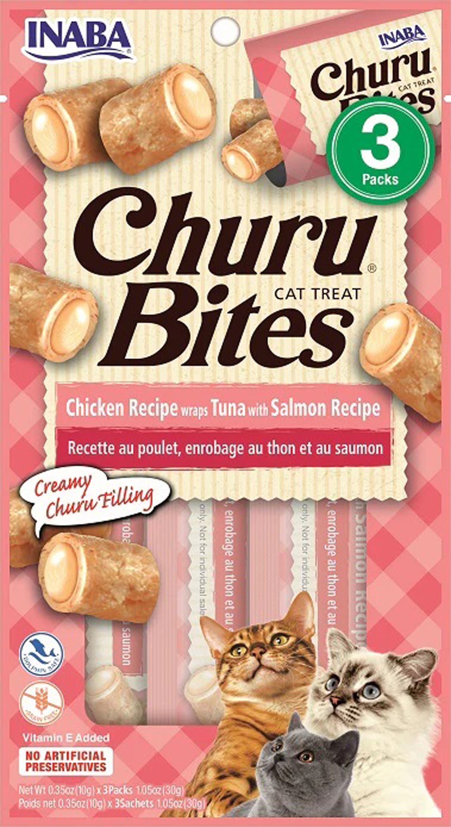 Inaba Cat Churu Bite Chkn Wrap Tuna Salmon 6Ct/1.05Oz