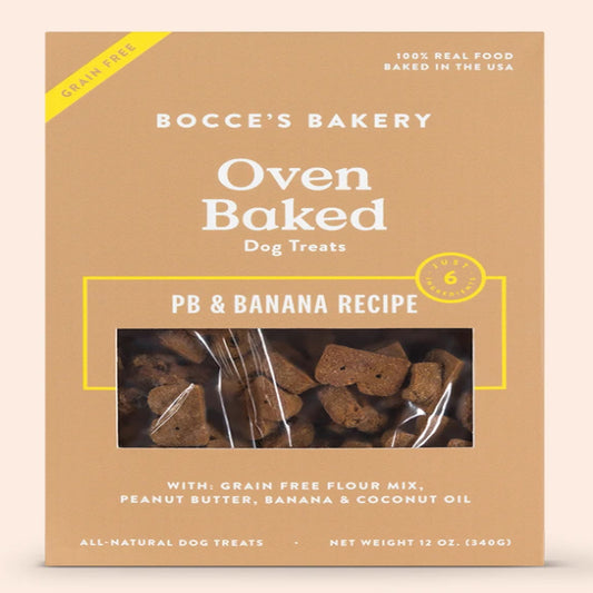 Bocces Bakery Dog Grain Free Biscuit Peanut Butter and Banana 12Oz.