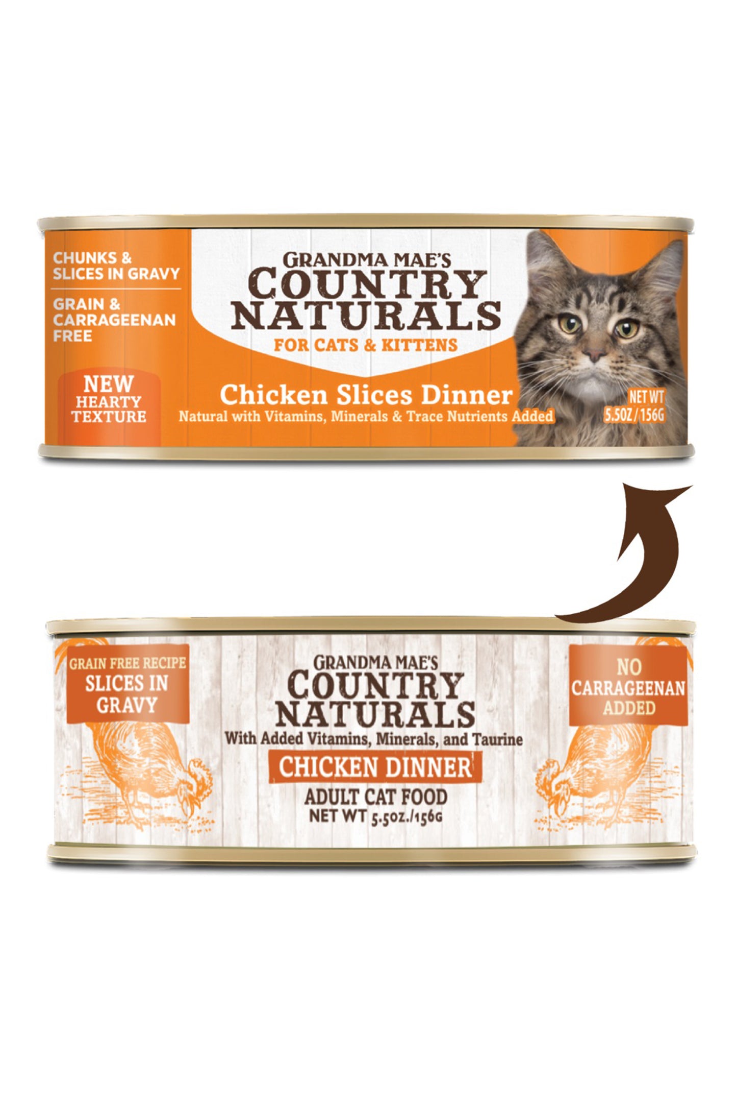 Grandma Mae's Country Naturals Grain Free Chicken Chunks in Gravy Cat & Kitten Wet Food 2.8 oz 24 Pack