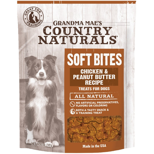 Grandma Mae's Country Naturals Soft Bites Dog Treats Chicken Peanut Butter, 1ea/5 oz