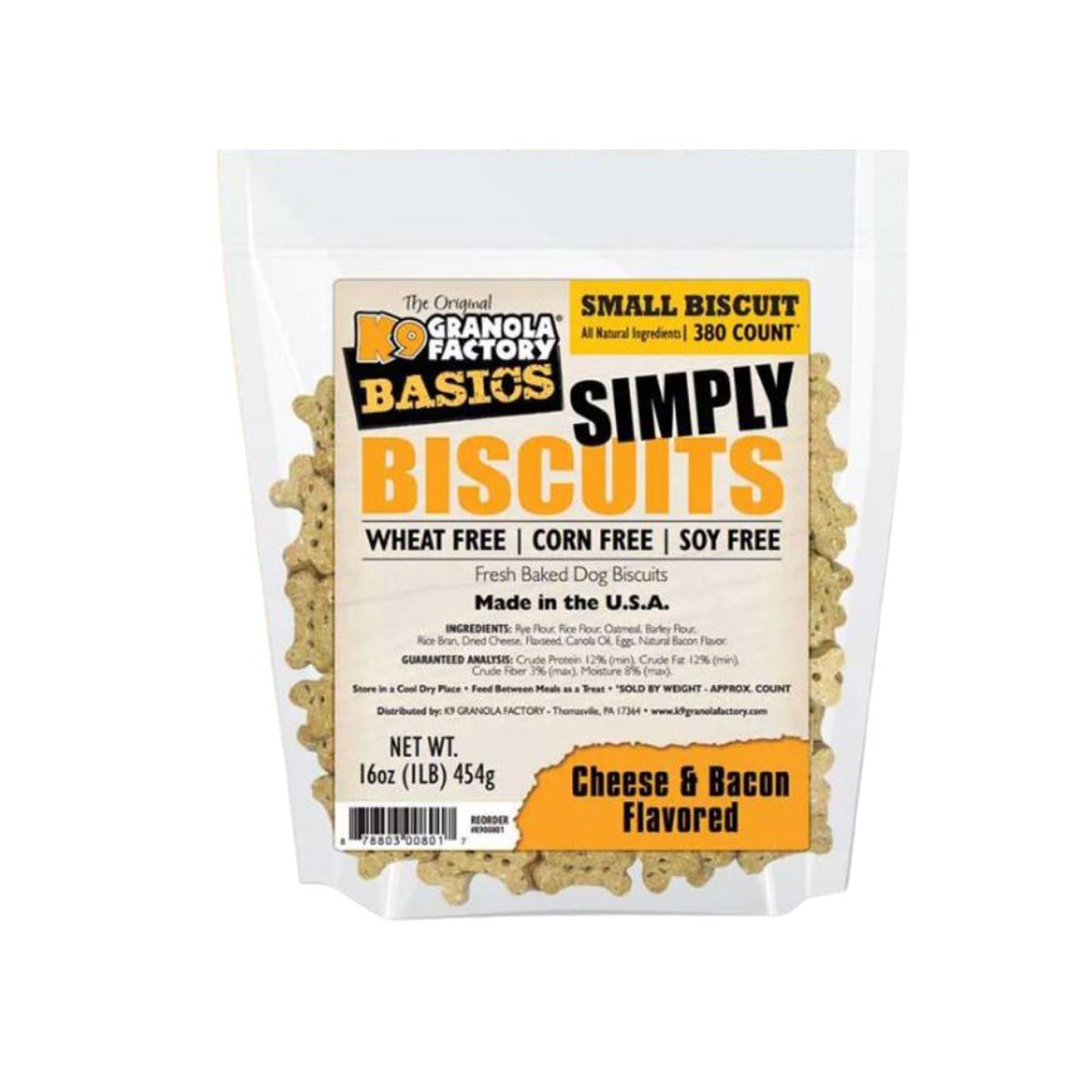 K9 Granola Simply Biscuits, Small Cheese & Bacon 1Lb