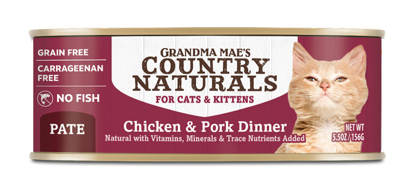 Grandma Mae's Country Naturals Grain Free Pork & Chicken Dinner Cat Wet Food 5.5 oz 24 Pack