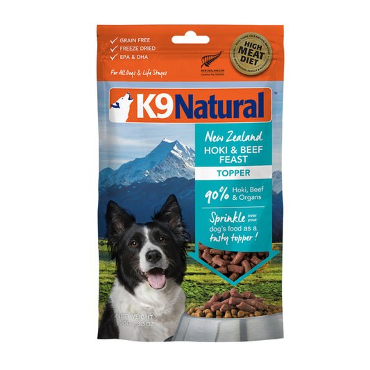 K9 Natural Dog Freeze Dried Topper Beef Hoki 5 Oz.