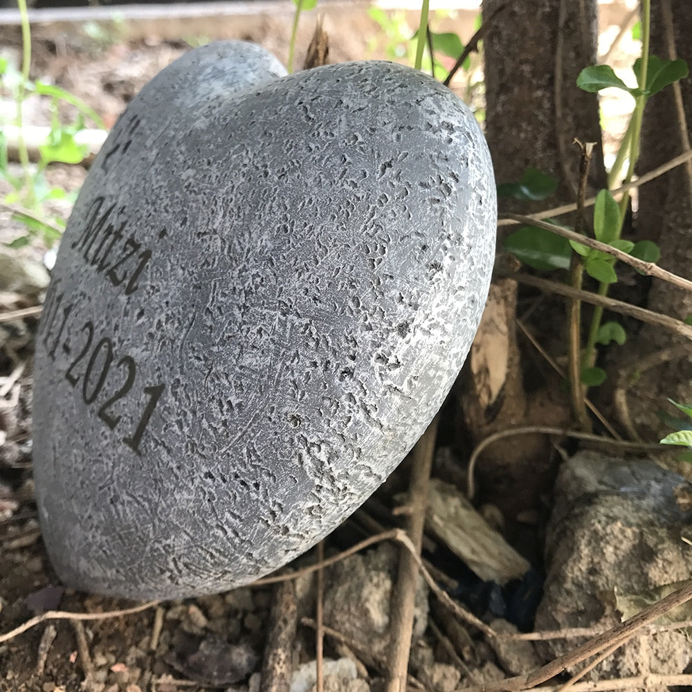 Heart Shaped Paw Print Memorial  Stone