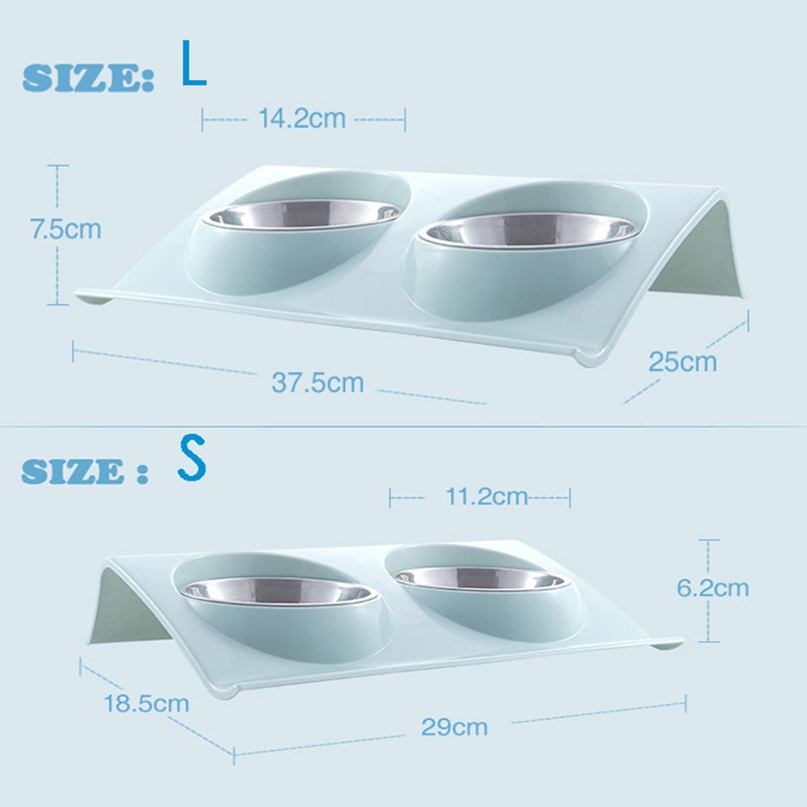 Double Bowls Stainless Steel Feeders