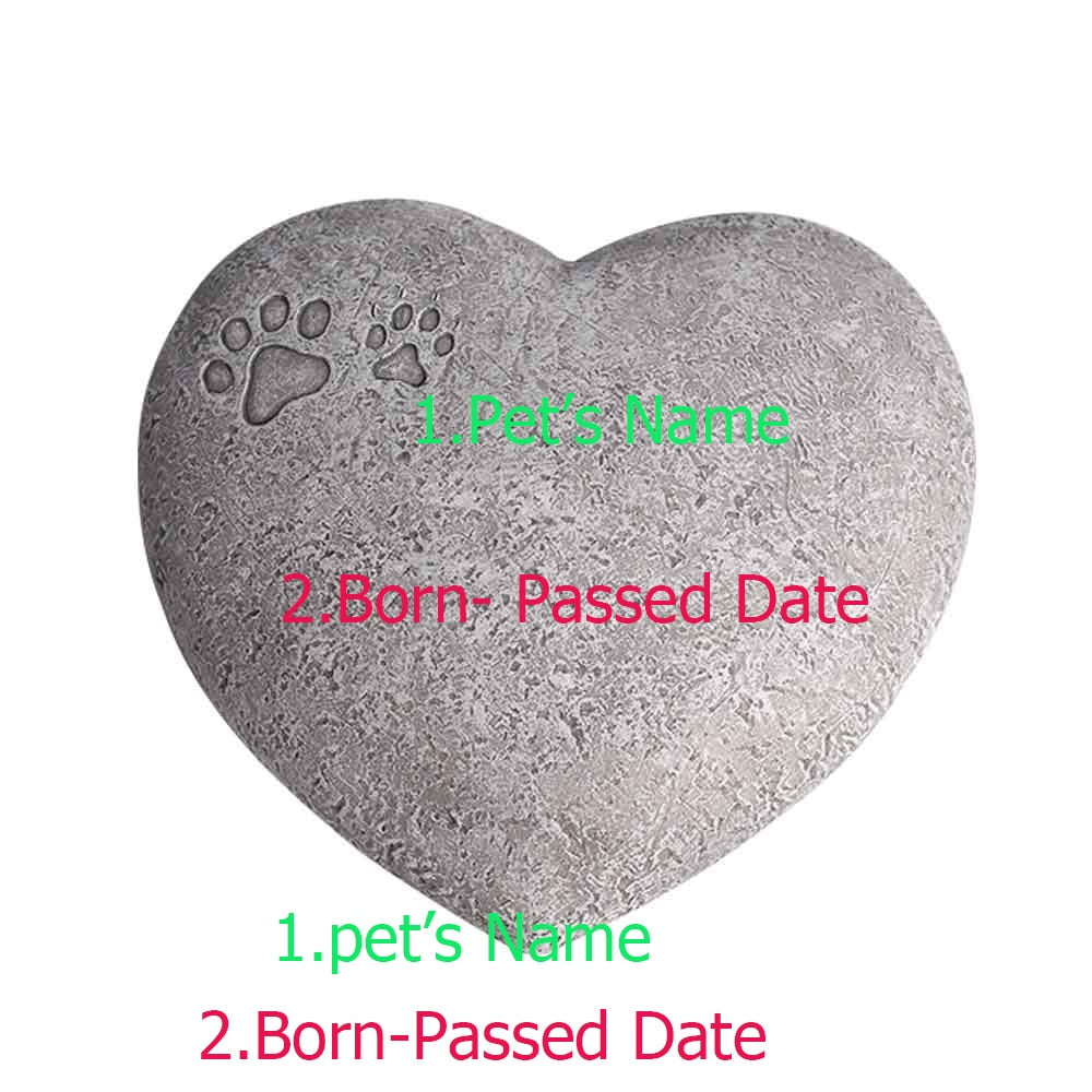 Heart Shaped Paw Print Memorial  Stone