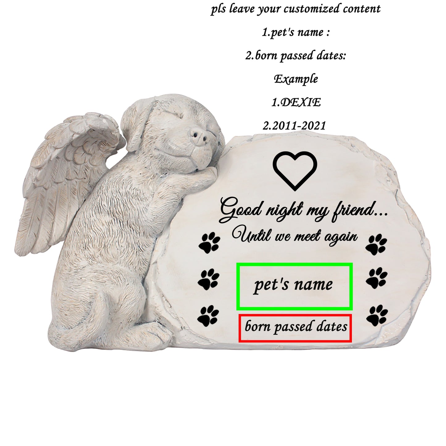 Personalized Dog Angel Pet Memorial